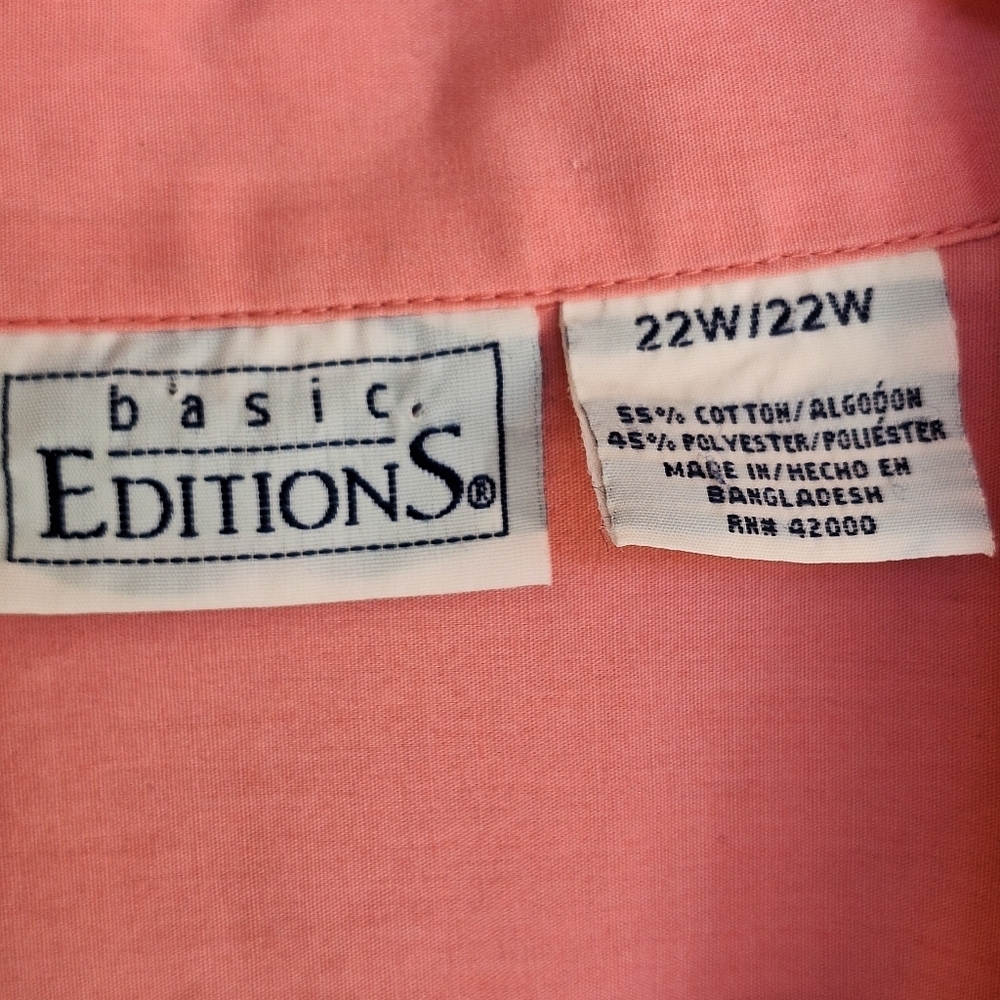 Basic Editions Plus Sz22w Melon Pink Short Sleeve… - image 2